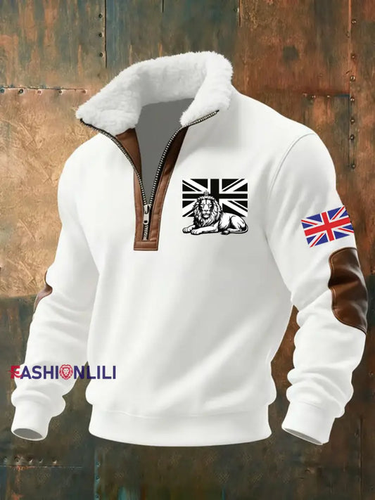 Men’s Vintage British Lion Print Sweatshirt White / S