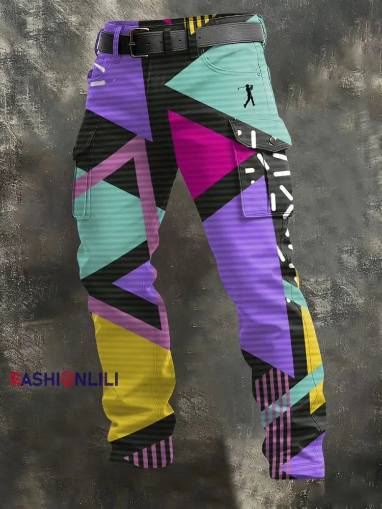 Men’s Vintage Business Style Printed Casual Long Pants As picture / S