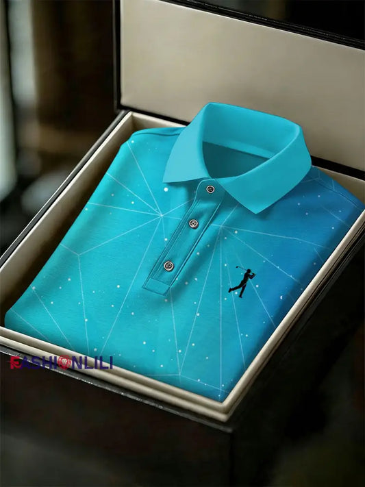 Men’s Vintage Business Style Printed Casual Polo Shirt As picture / S