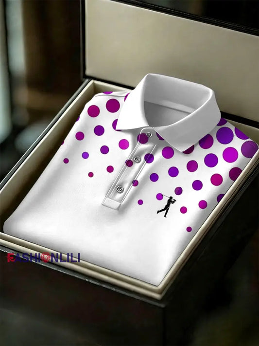 Men’s Vintage Business Style Printed Casual Polo Shirt As picture / S