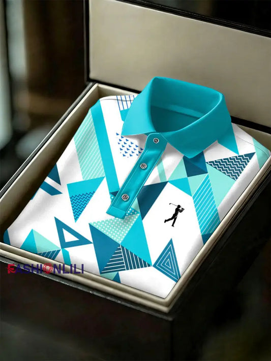 Men’s Vintage Business Style Printed Casual Polo Shirt As picture / S