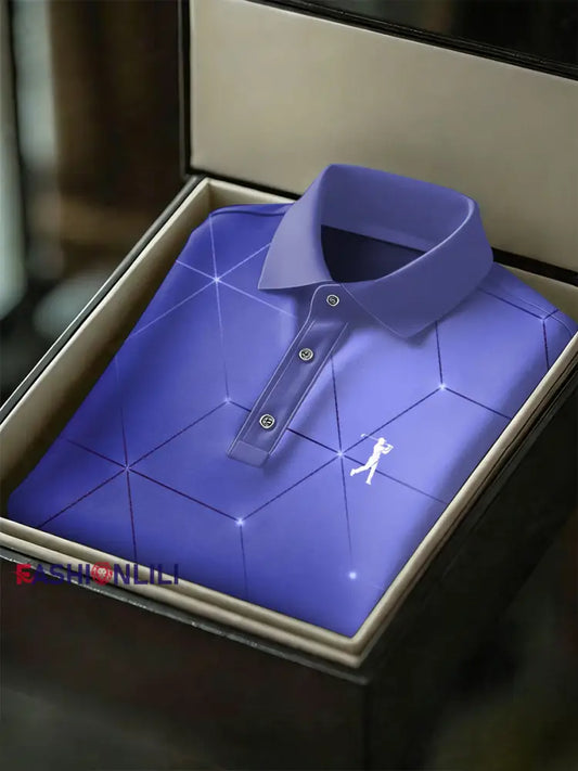 Men’s Vintage Business Style Printed Casual Polo Shirt As picture / S