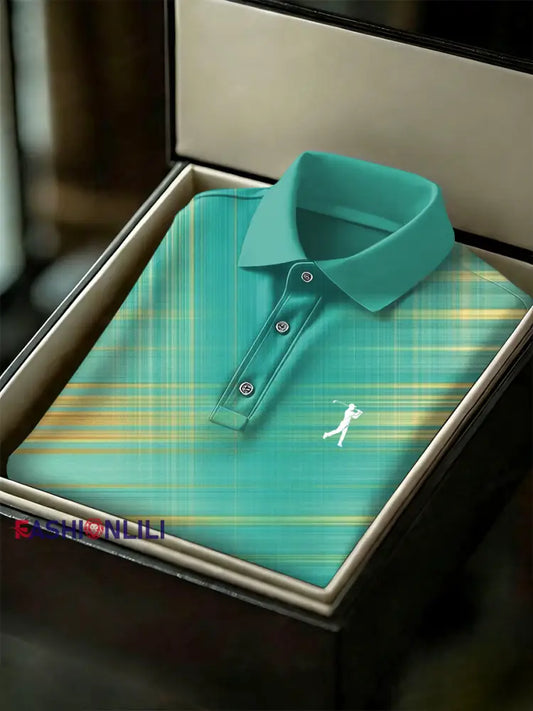 Men’s Vintage Business Style Printed Casual Polo Shirt As picture / S