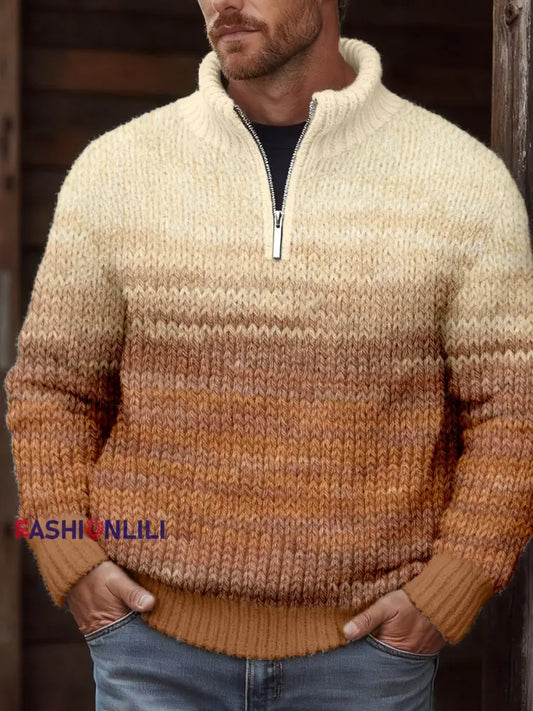 Men’s Vintage Contrast Color Cozy Knit Sweater As picture / S