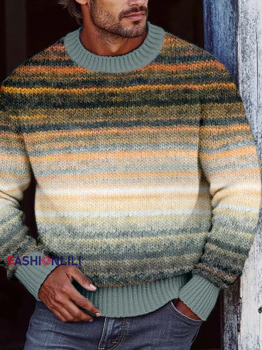 Men’s Vintage Contrast Color Cozy Knit Sweater As picture / S