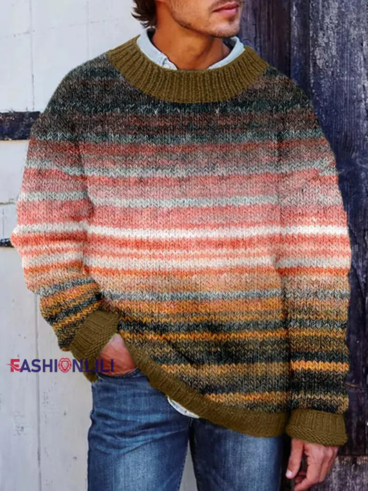 Men’s Vintage Contrast Cozy Knit Sweater As picture / S