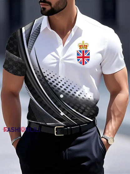 Men’s Vintage England Crown Casual Shirt Black / S