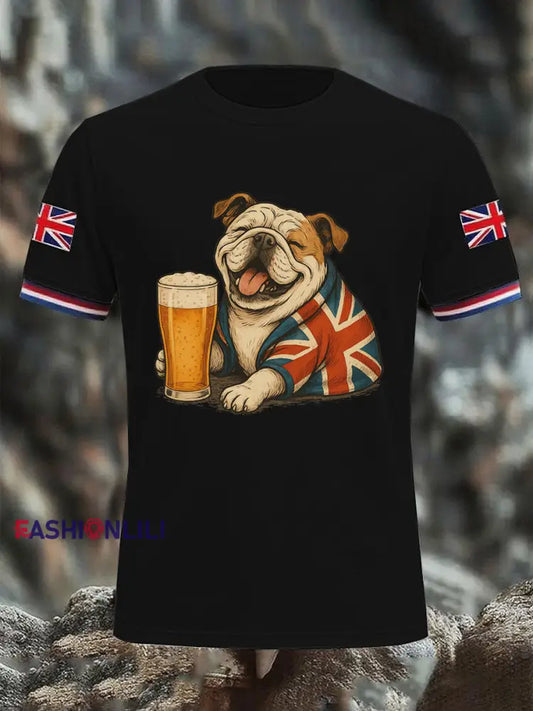 Men’s Vintage England Flag Casual Printed T-shirt Black / S