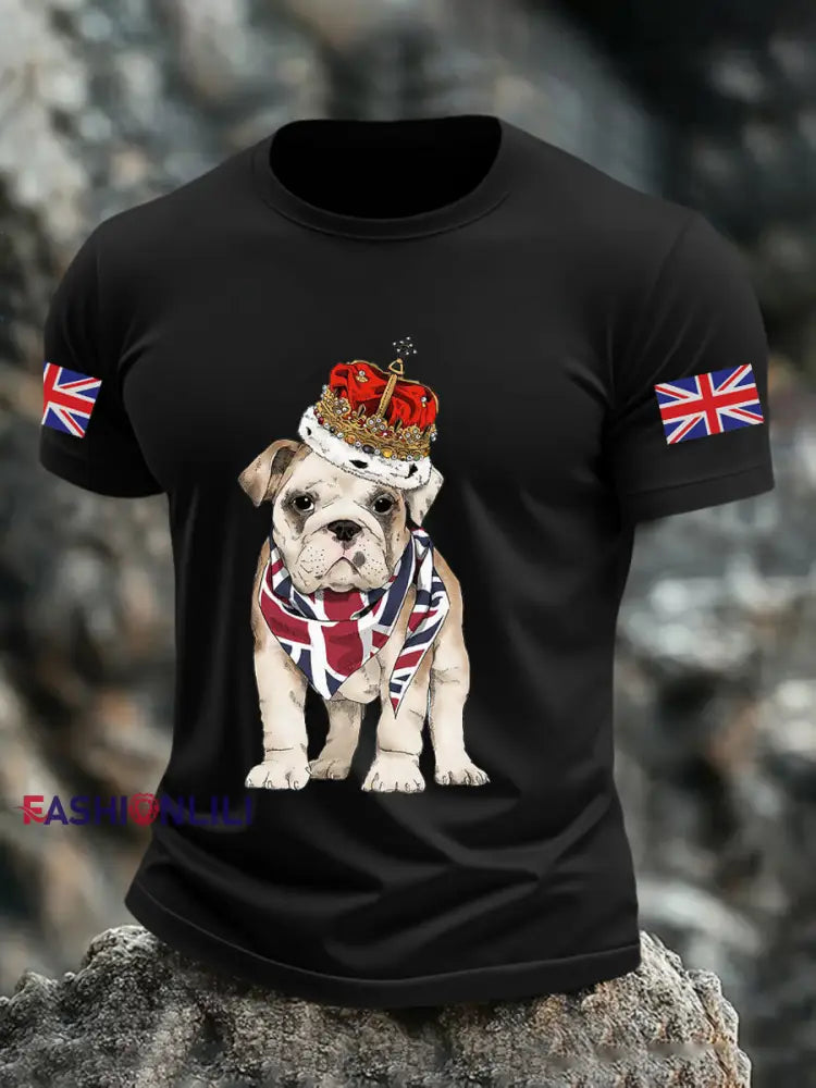 Men’s Vintage England Flag Casual Printed T-shirt Black / S