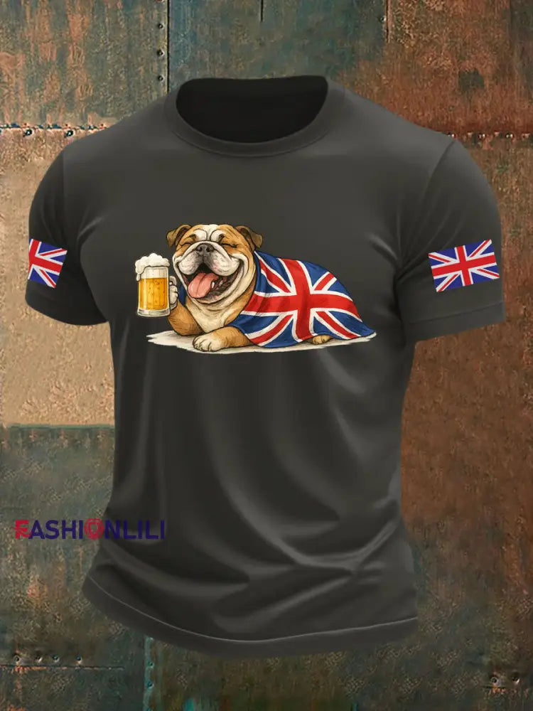 Men’s Vintage England Flag Casual Printed T-shirt Dark Gray / S