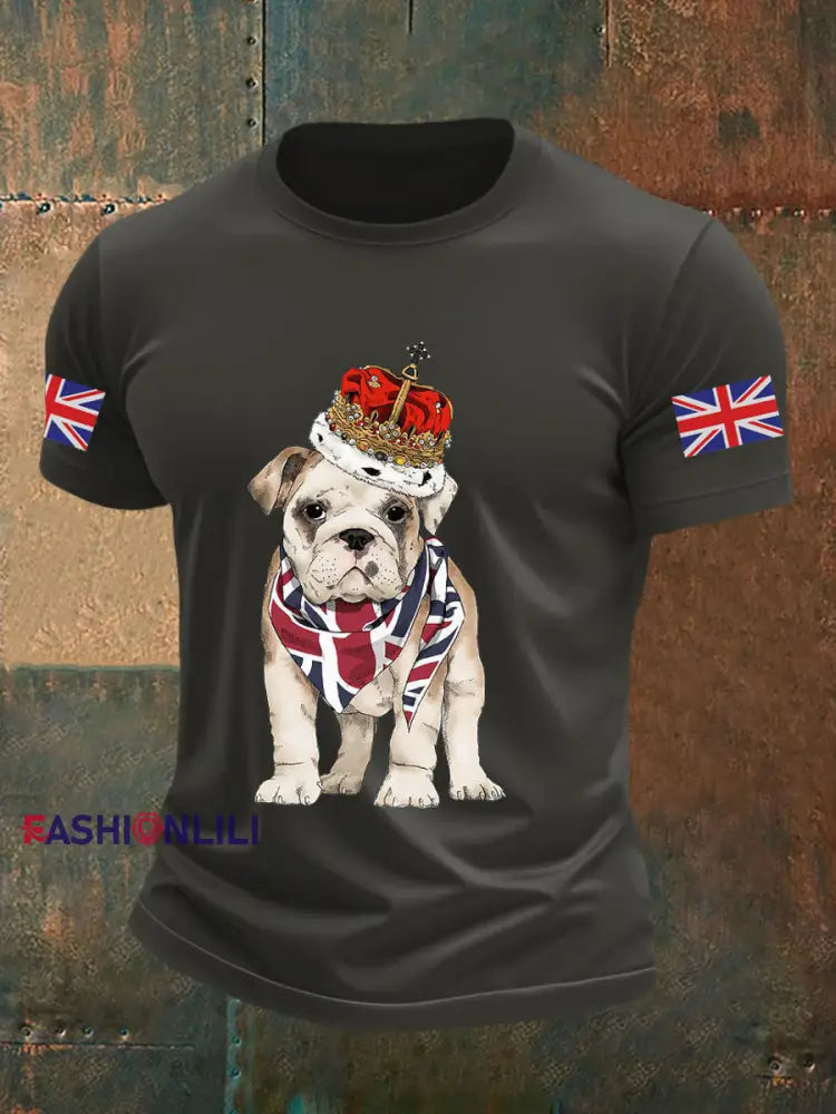 Men’s Vintage England Flag Casual Printed T-shirt Dark Gray / S