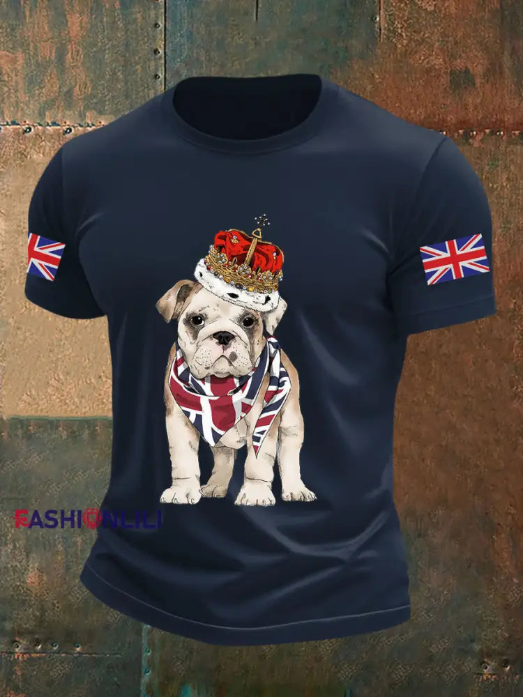 Men’s Vintage England Flag Casual Printed T-shirt Navy Blue / S