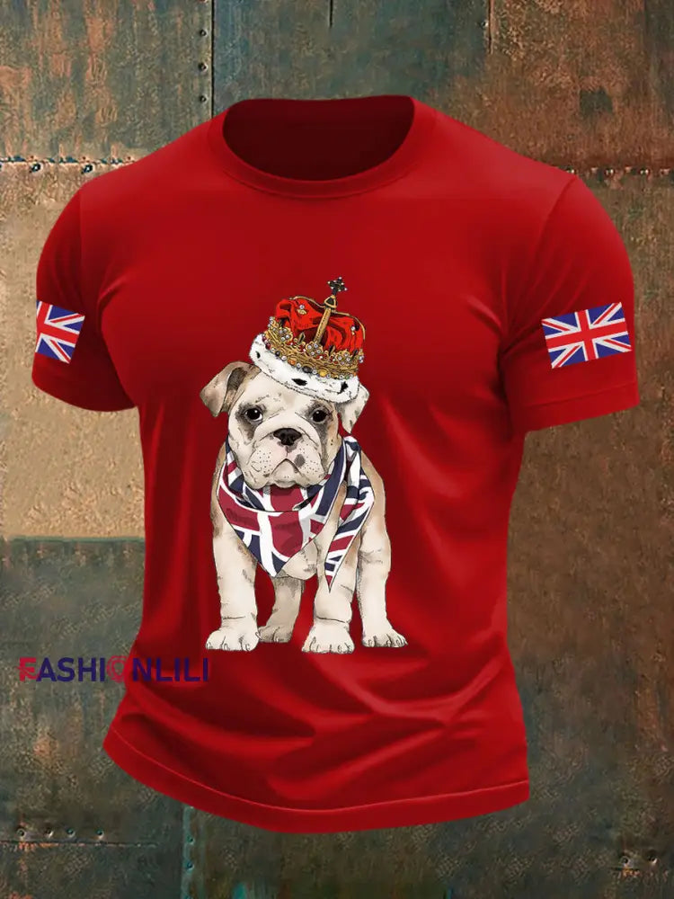 Men’s Vintage England Flag Casual Printed T-shirt Pure Red / S