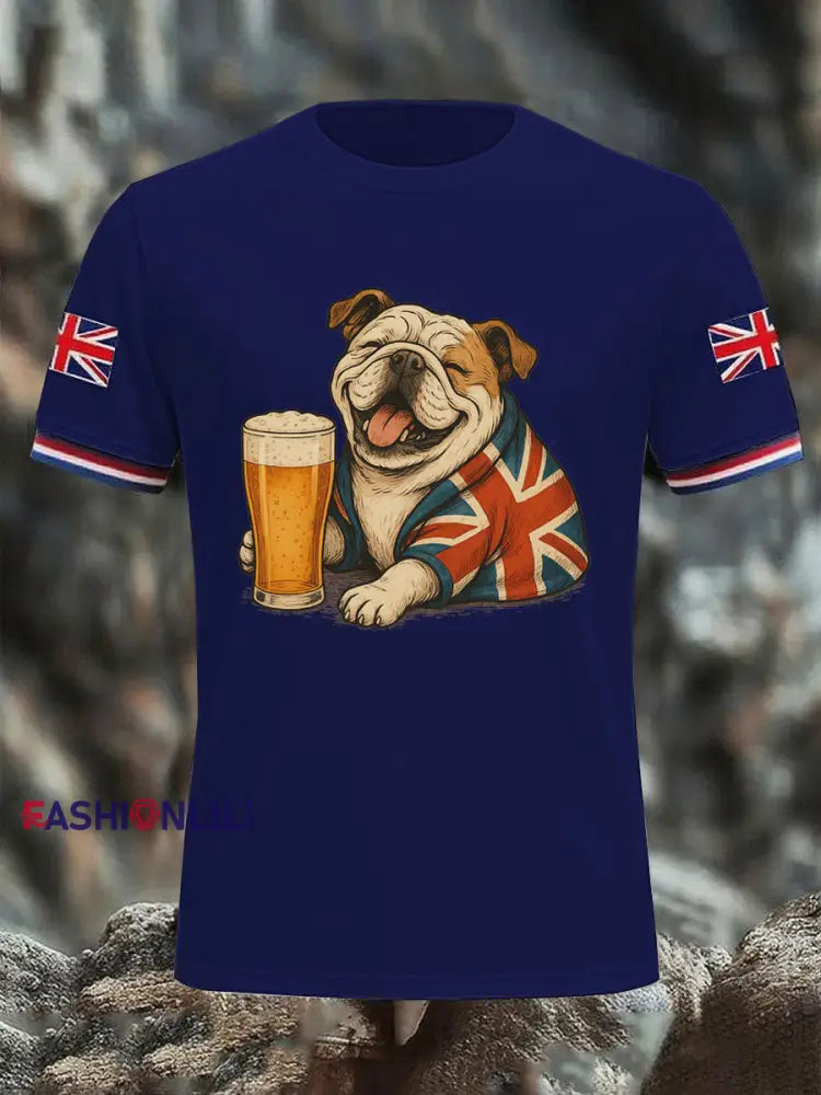 Men’s Vintage England Flag Casual Printed T-shirt Purple / S