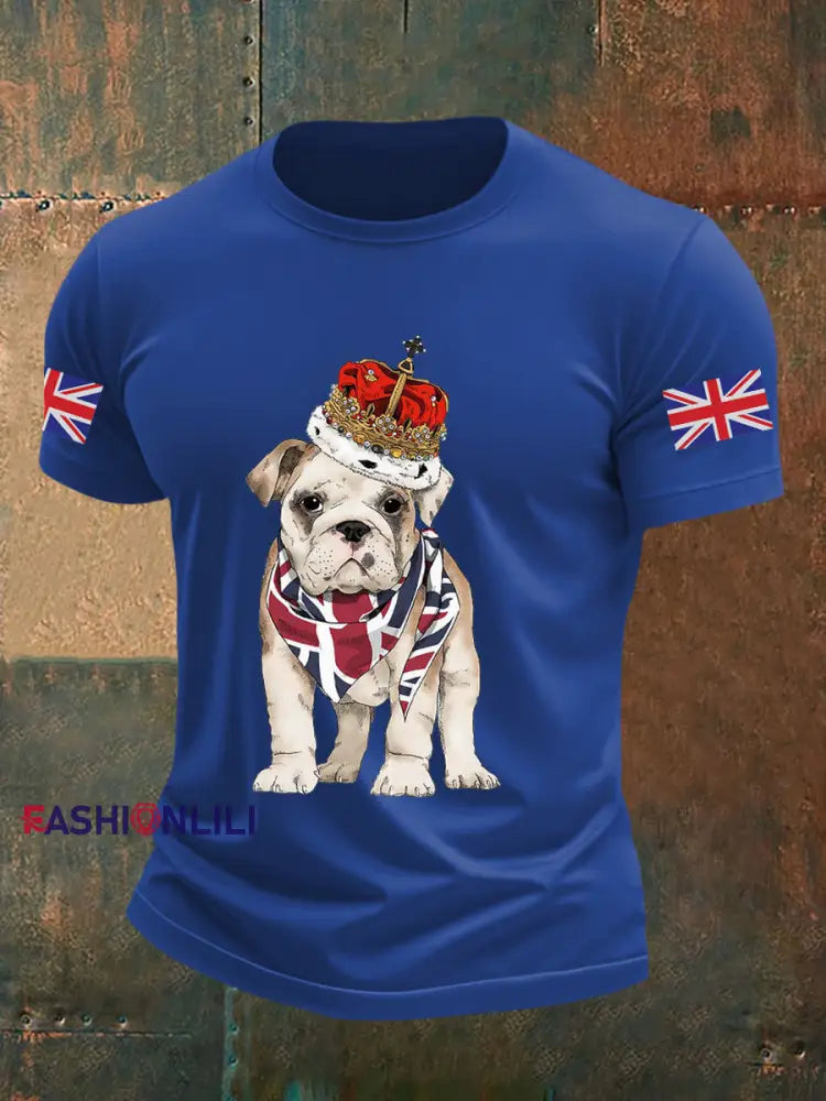 Men’s Vintage England Flag Casual Printed T-shirt Royal Blue / S