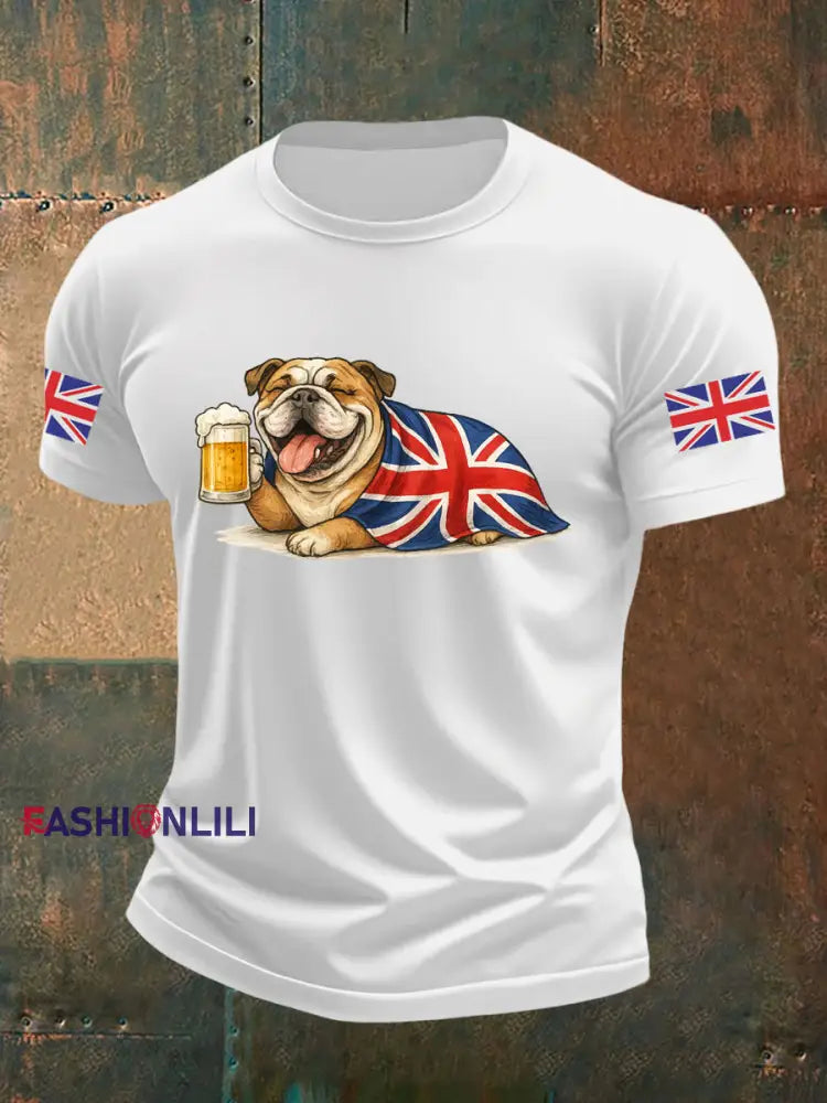 Men’s Vintage England Flag Casual Printed T-shirt White / S