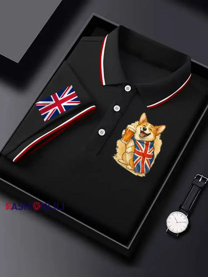 Men’s Vintage England Flag Casual Shirt Black / S