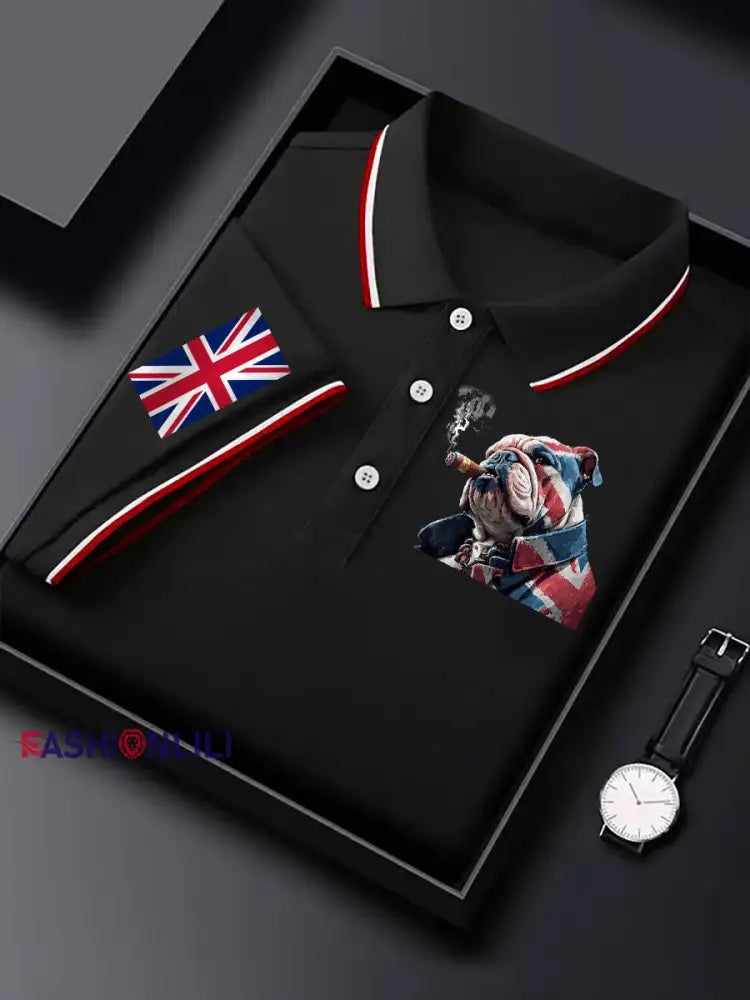 Men’s Vintage England Flag Casual Shirt Black / S