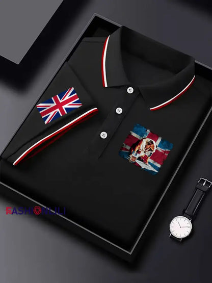Men’s Vintage England Flag Casual Shirt Black / S