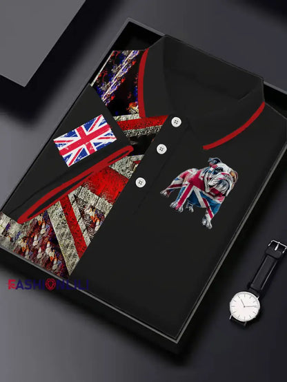 Men’s Vintage England Flag Casual Shirt Black / S