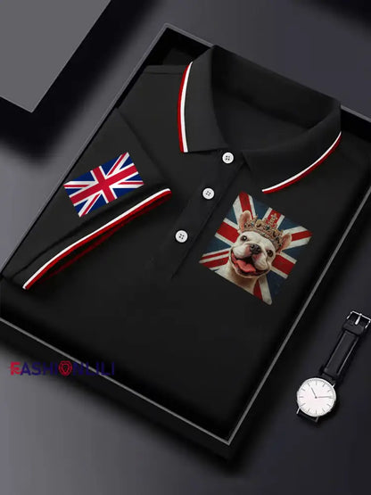 Men’s Vintage England Flag Casual Shirt Black / S