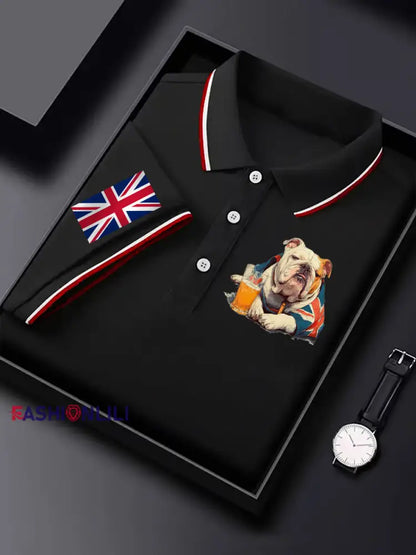 Men’s Vintage England Flag Casual Shirt Black / S