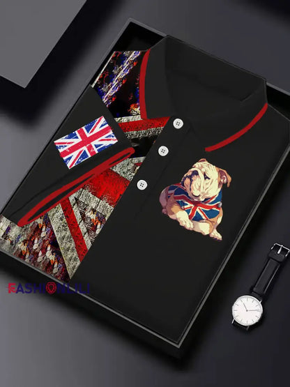 Men’s Vintage England Flag Casual Shirt Black / S