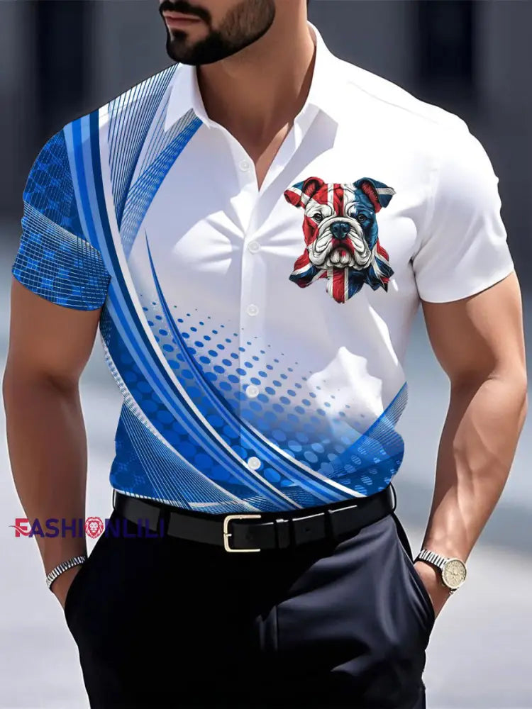 Men’s Vintage England Flag Casual Shirt Blue / S