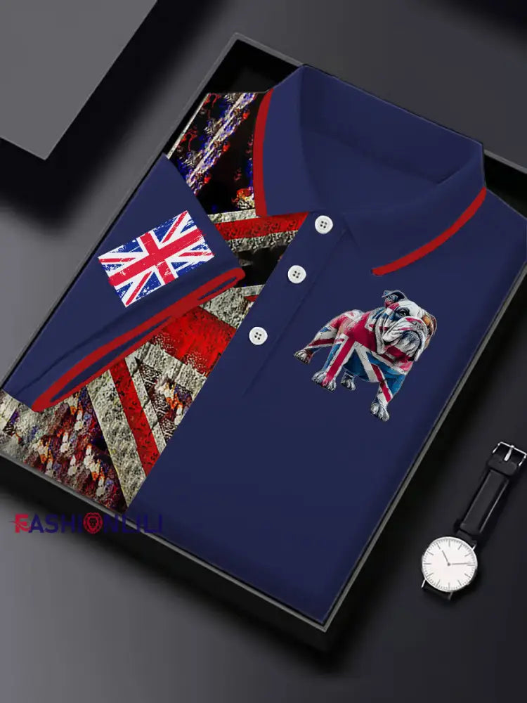 Men’s Vintage England Flag Casual Shirt Blue / S