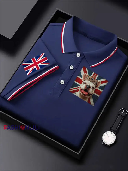Men’s Vintage England Flag Casual Shirt Blue / S