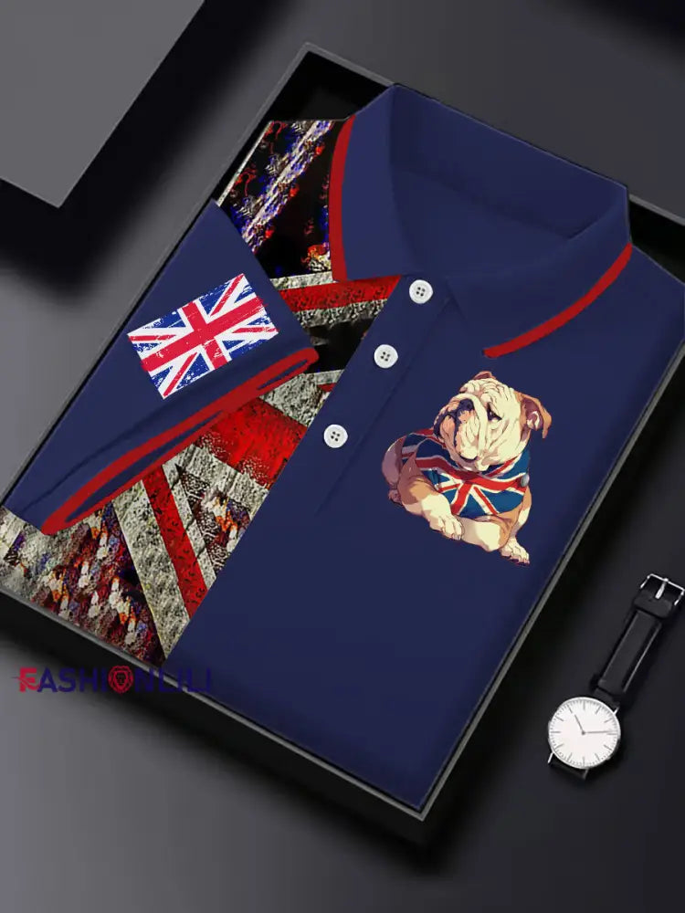 Men’s Vintage England Flag Casual Shirt Blue / S