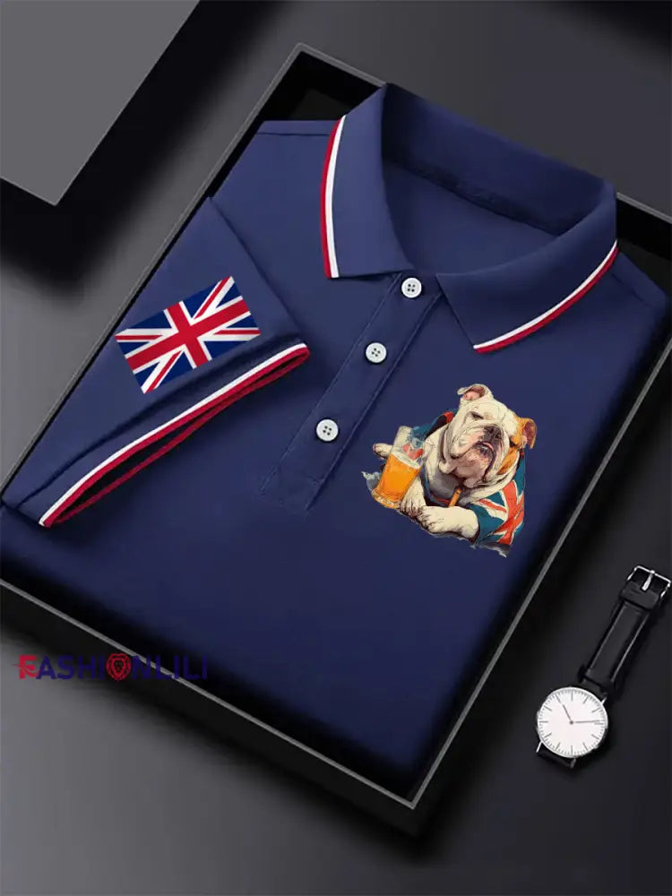 Men’s Vintage England Flag Casual Shirt Dark Blue / S