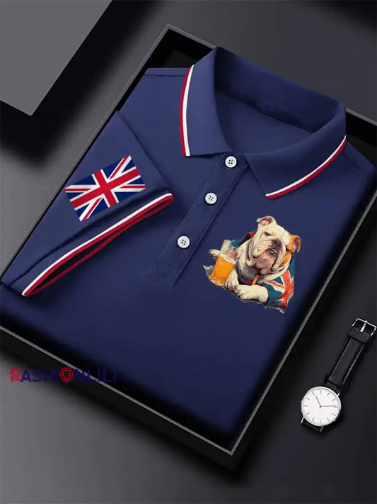 Men’s Vintage England Flag Casual Shirt Dark Blue / S