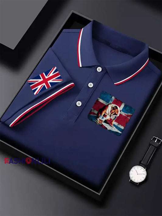 Men’s Vintage England Flag Casual Shirt Dark Blue / S