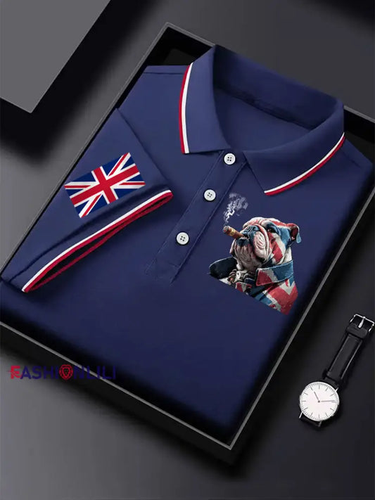Men’s Vintage England Flag Casual Shirt Dark Blue / S