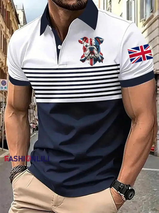 Men’s Vintage England Flag Casual Shirt Dark Blue / S