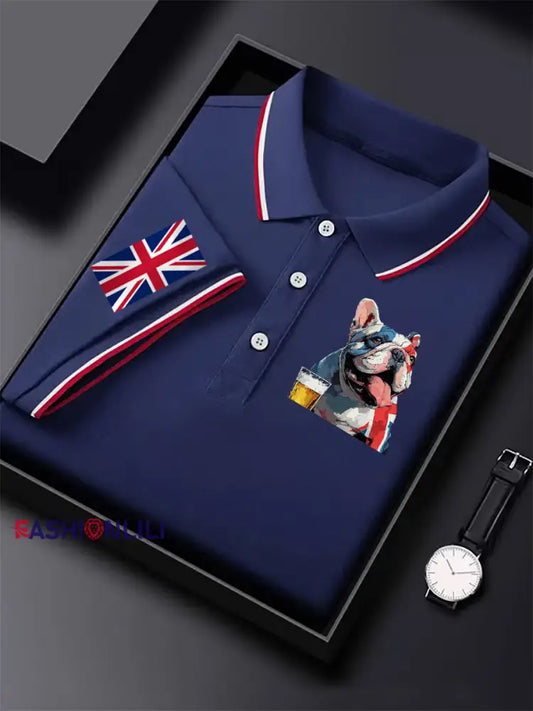 Men’s Vintage England Flag Casual Shirt Dark Blue / S