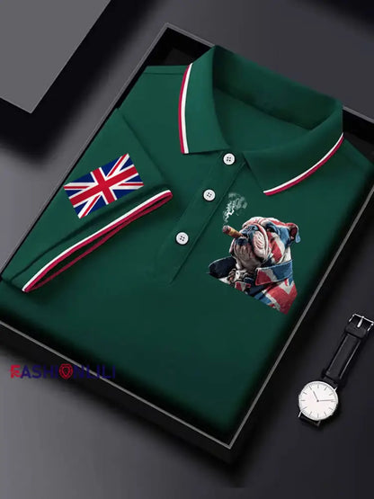 Men’s Vintage England Flag Casual Shirt Dark Green / S