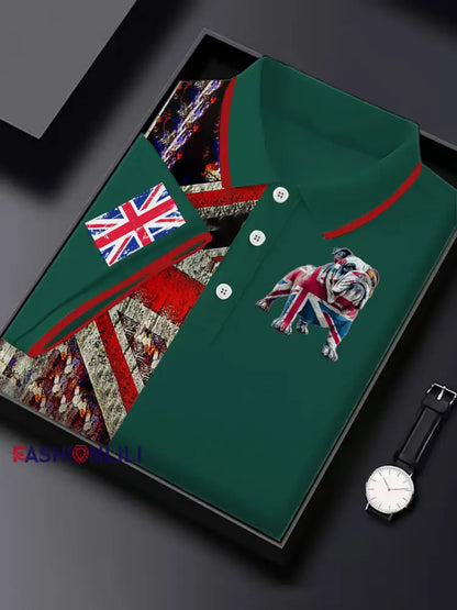 Men’s Vintage England Flag Casual Shirt Dark Green / S