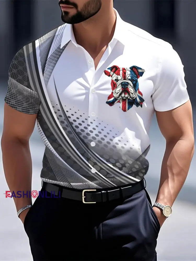 Men’s Vintage England Flag Casual Shirt Gray / S