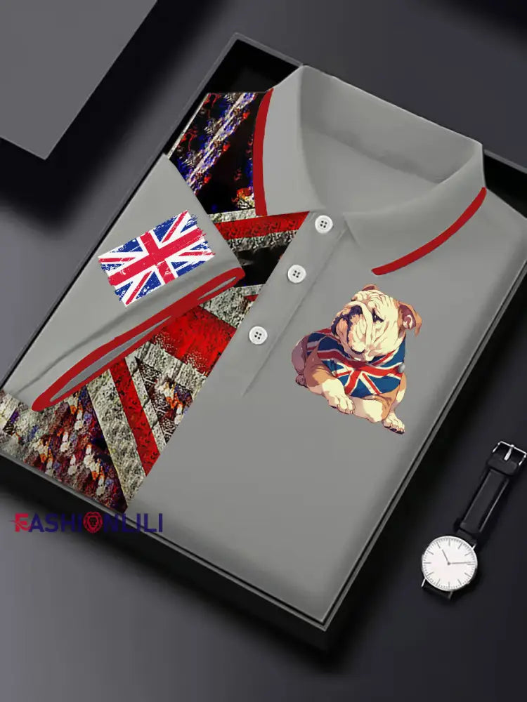 Men’s Vintage England Flag Casual Shirt Gray / S