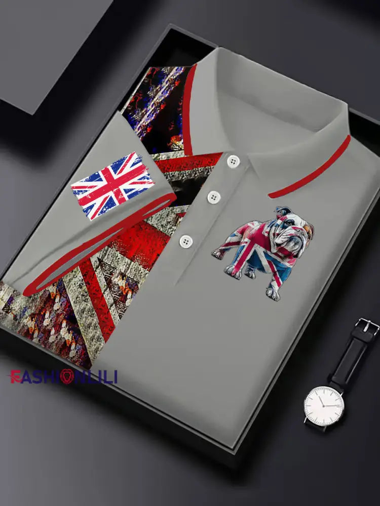 Men’s Vintage England Flag Casual Shirt Gray / S
