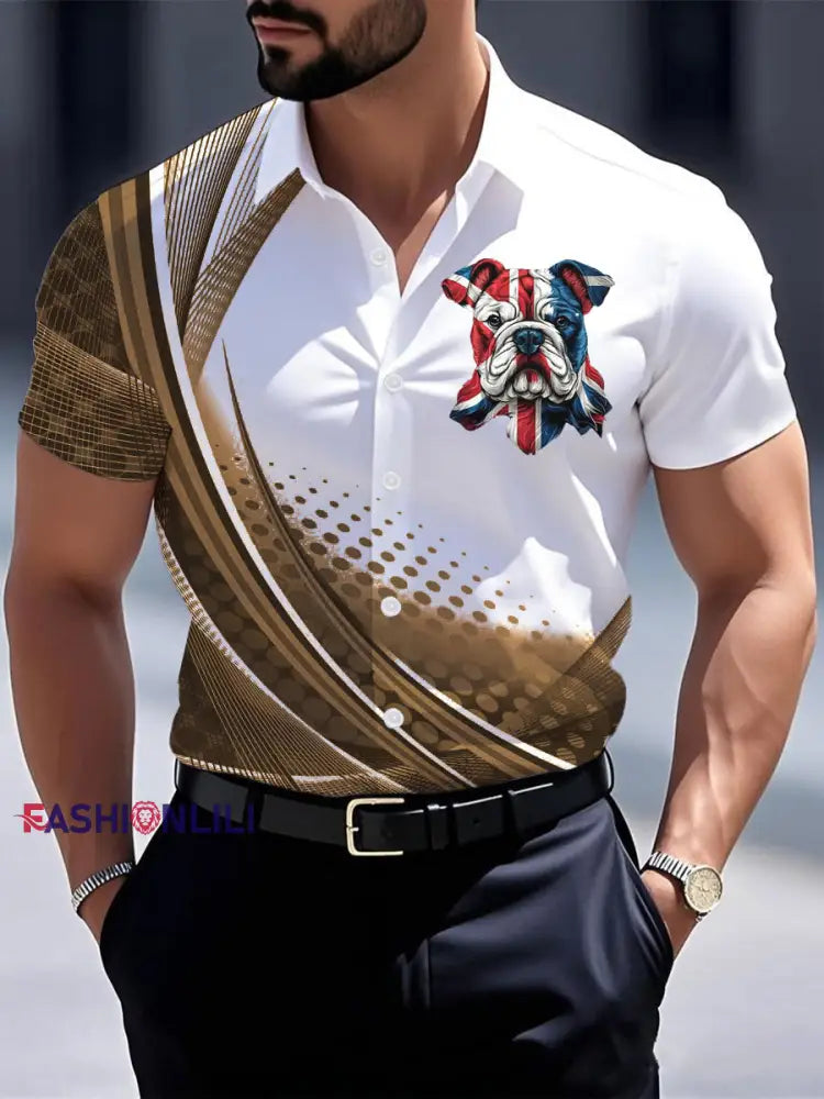 Men’s Vintage England Flag Casual Shirt Khaki / S