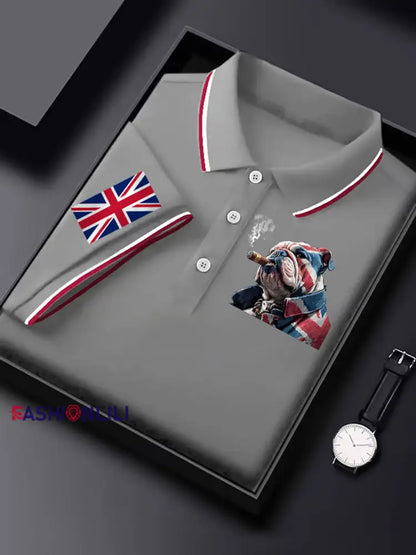 Men’s Vintage England Flag Casual Shirt Light Gray / S
