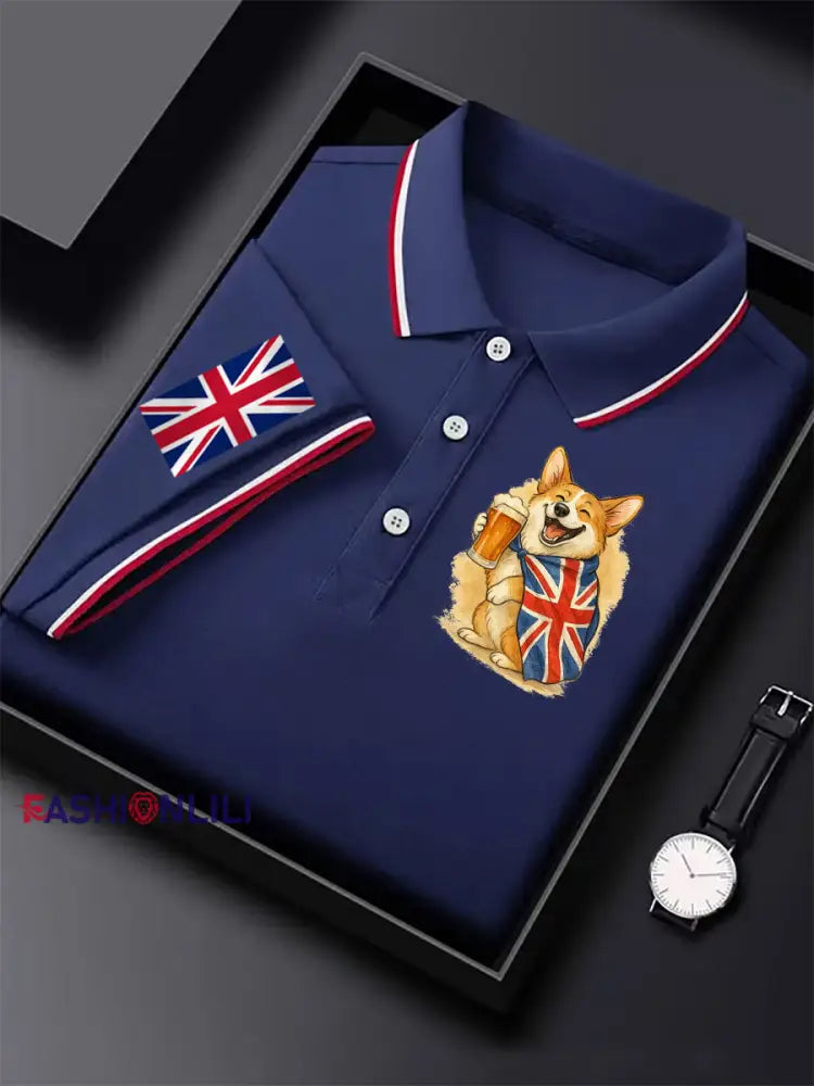 Men’s Vintage England Flag Casual Shirt Purple / S