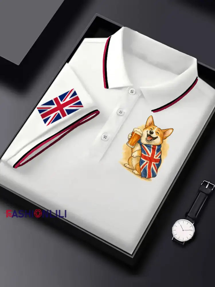 Men’s Vintage England Flag Casual Shirt White / S