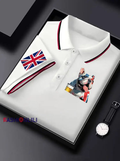 Men’s Vintage England Flag Casual Shirt White / S