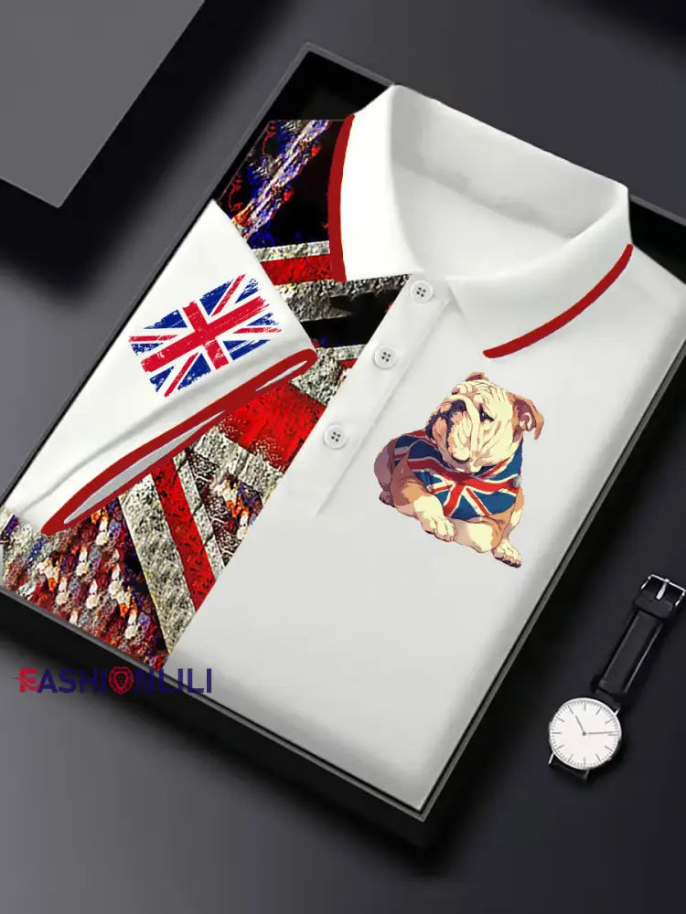 Men’s Vintage England Flag Casual Shirt White / S