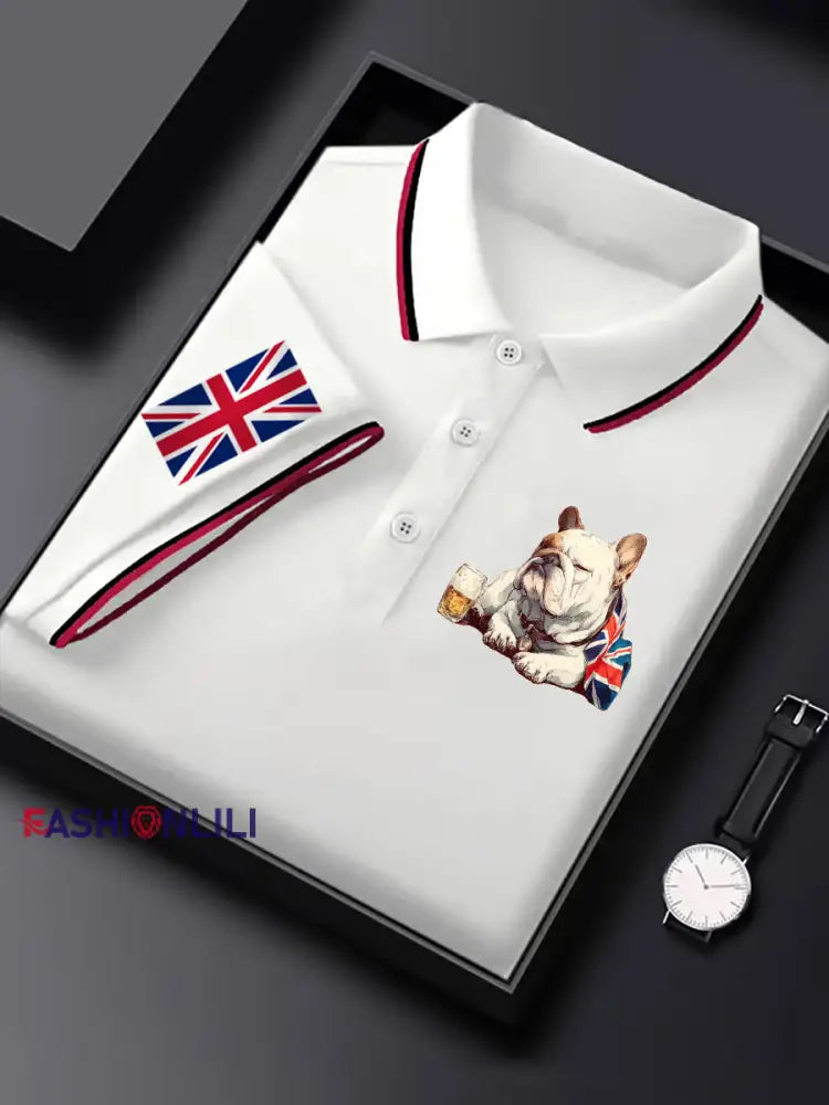 Men’s Vintage England Flag Casual Shirt White / S