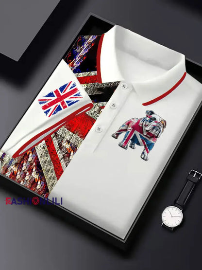 Men’s Vintage England Flag Casual Shirt White / S